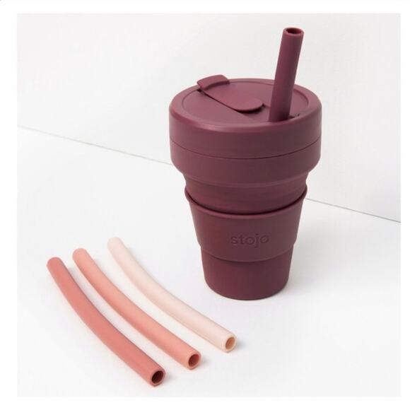Stojo Collapsible Cup with 4 Reusable Straws New in Box - Picture 1 of 8